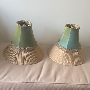 Vintage Green and Tan Lampshade Set